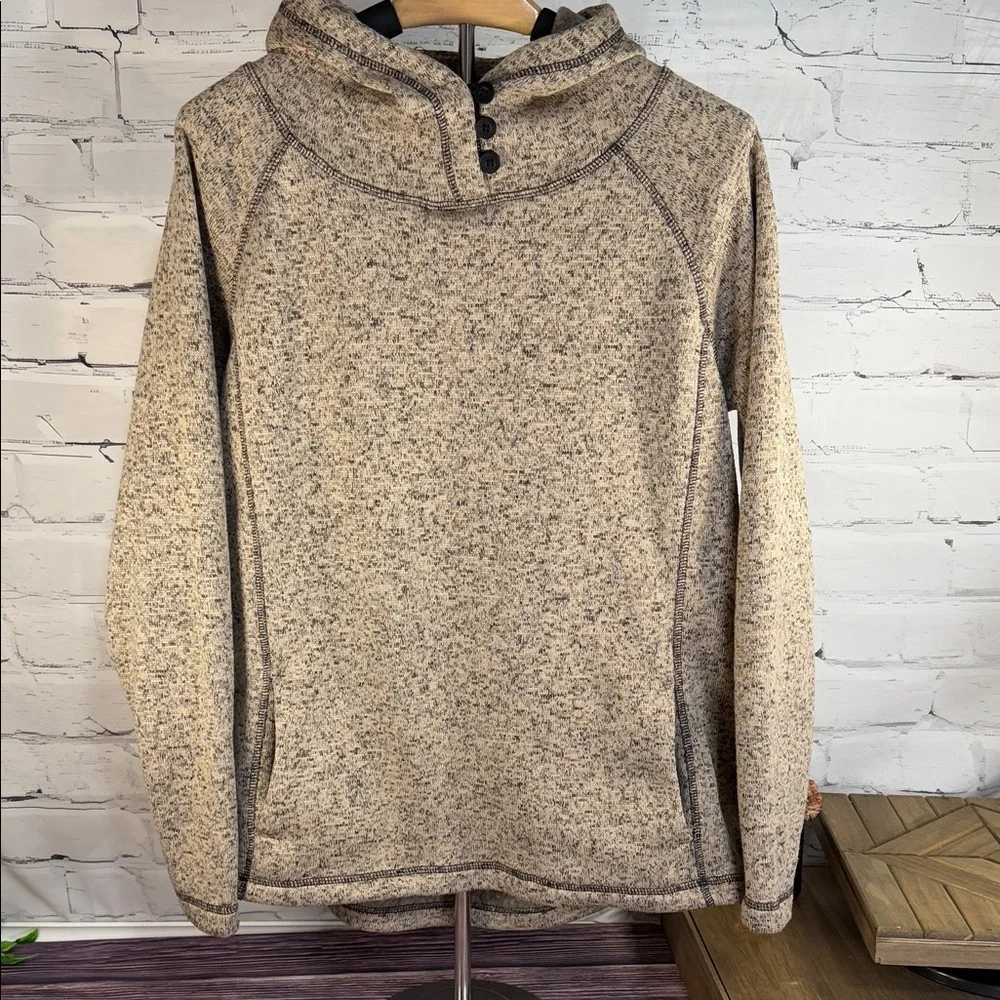 Victory Outfitters Heathered‎ Beige Tan Button-Up Hoodie Pullover